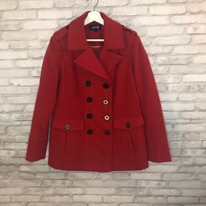 APT.9 Red Button Down Pea Coat Winter